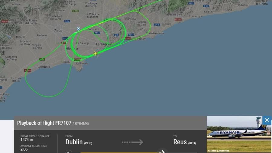 Recorrido del avión ante la imposibilidad de aterrizar en el aeropuerto. FOTO: DT