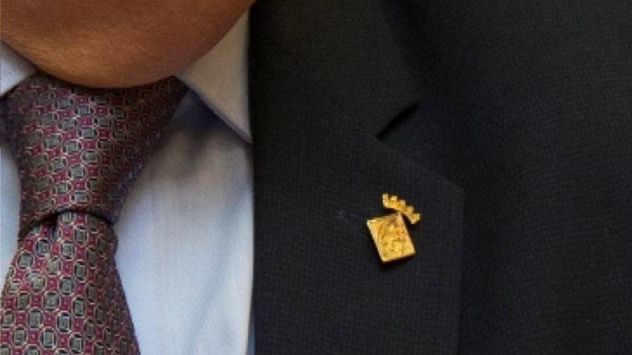 Las insignias que reciben los concejales que se incorporan por primera vez al consistorio son de oro. Foto: Cedida