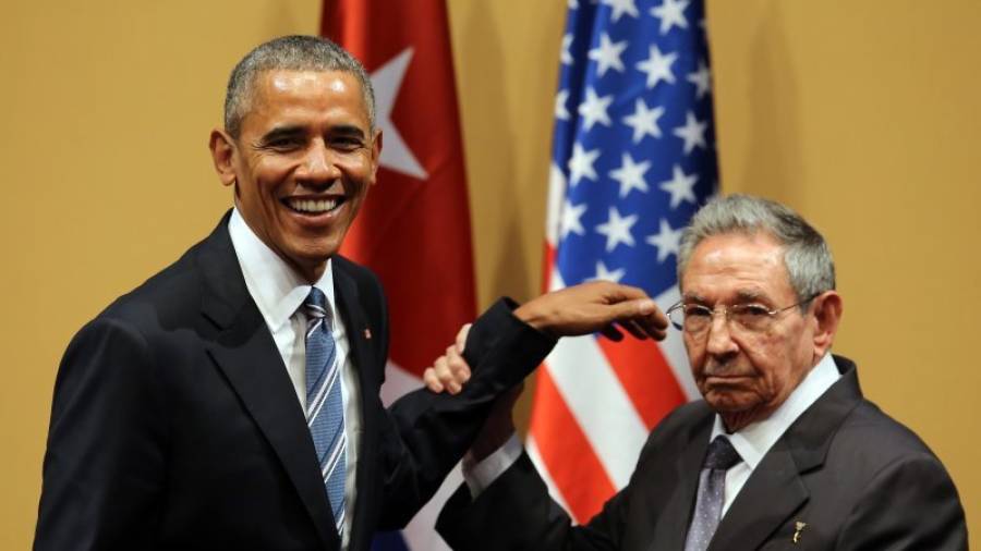 El president dels Estats Units, Barack Obama, i el seu homòleg de Cuba, Raúl Castro, dilluns passat, dia 21 de març, a l'illa. Foto: EFE