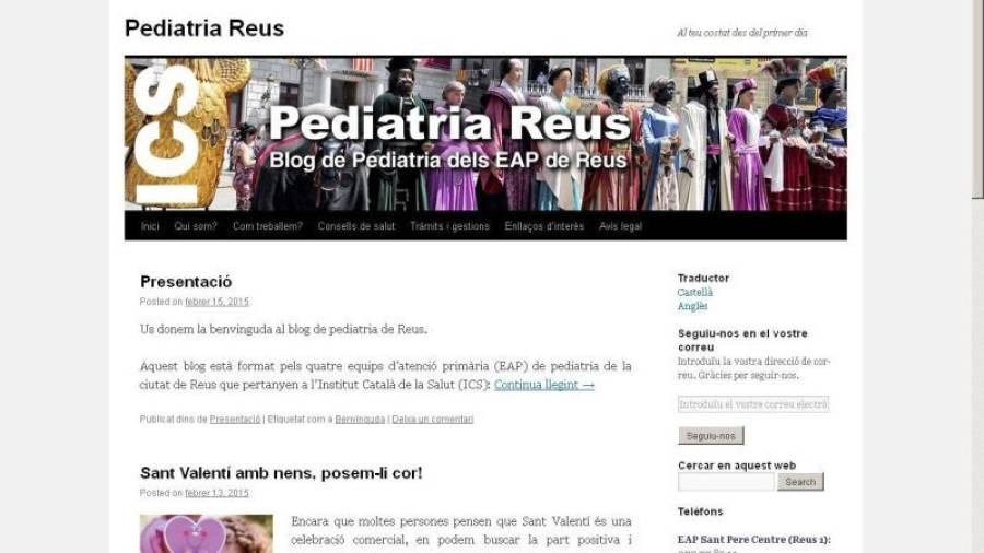 El blog 'pediatriareus.wordpress.com' ja està operatiu. Foto: DT