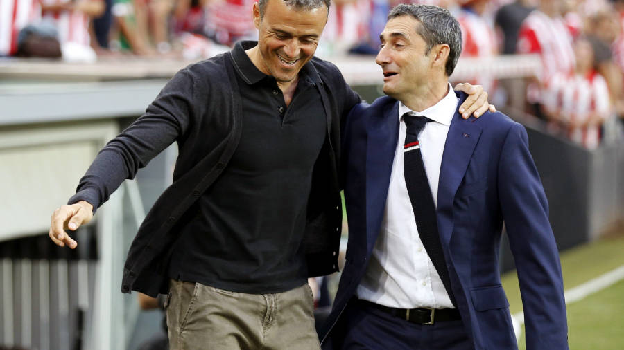 Valverde sustituye a Luis Enrique al frente del bar&ccedil;a. Foto: EFE