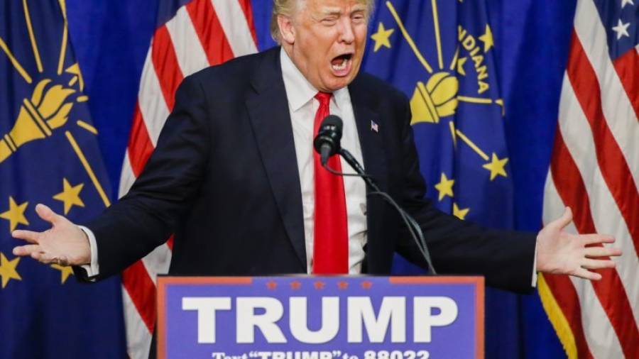 El precandidato presidencial republicano, Donald Trump, en un acto de campaña. Foto: Efe