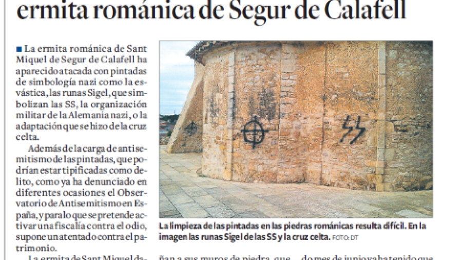Ataque vandálico a la ermita románica de Segur de Calafell