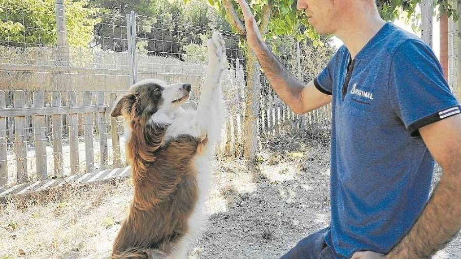 Marcos, con uno de los perros. Foto: Pere Ferr&eacute;