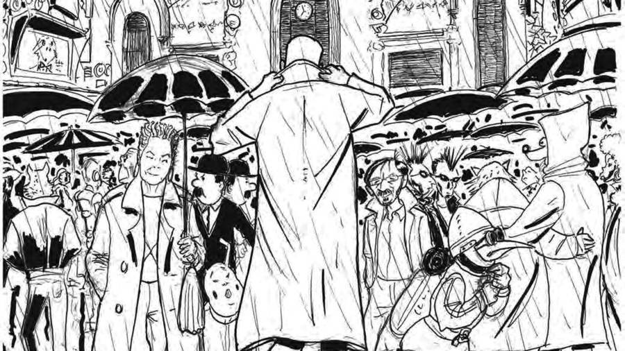 Imatge&nbsp;de l’última entrega del còmic que protagonitza el detectiu tarragoní Pitu Trifàsic i que està ambientat en la Tarragona del futur. FOTOS: V.C.