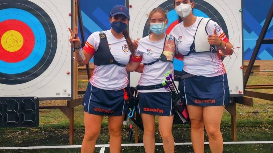 Elia Canales, Inés Velasco y Leyre Fernández en la Copa del Mundo de Guatemala. FOTO: REAL FEDERACIÓN ESPAÑOLA DE TIRO CON ARCO