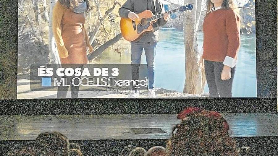 Un momento de la proyección de ‘La Ribera en solfa’ en el que participan nueve músicos y grupos de la comarca. Foto: J. Revillas