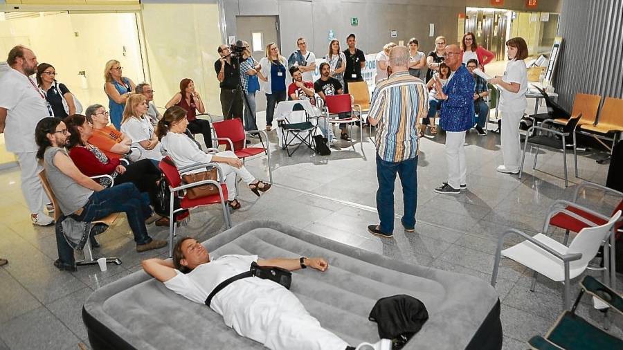Los trabajadores se encerraron en el Hospital Sant Joan en el mes pasado. Foto: A. Mariné