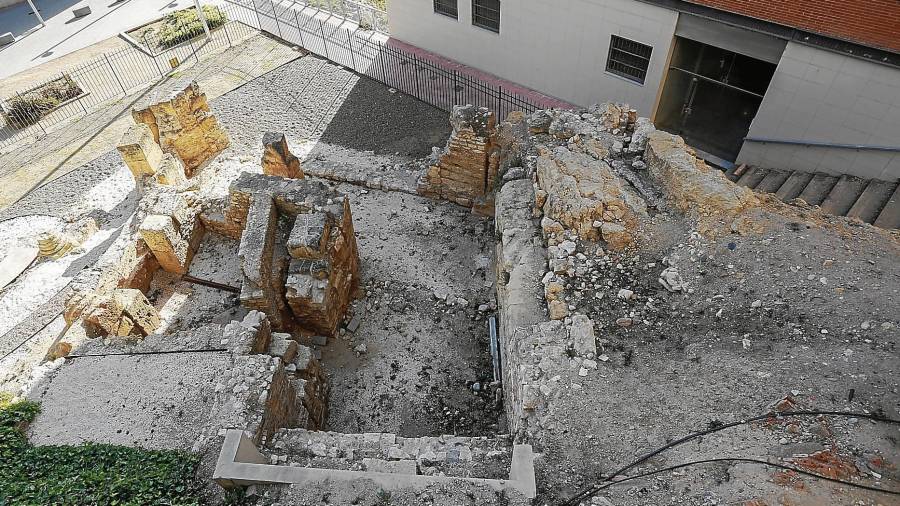 Imagen aérea de las ruinas arqueológicas. Se trata de una parte del antiguo puerto romano, el primero que hubo en la ciudad.