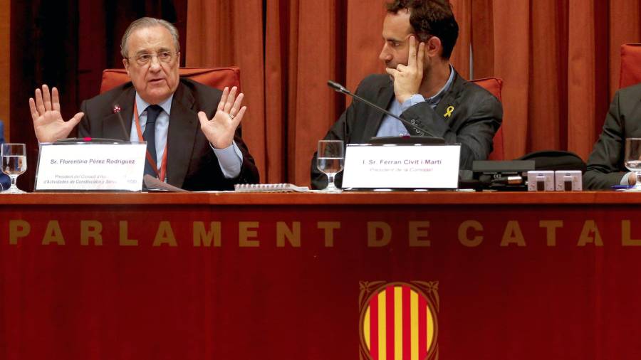 Florentino Pérez comparece ante el Parlament de Catalunya por el Castor. EFE