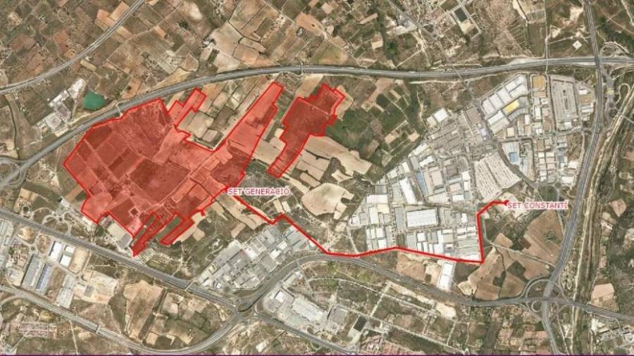 Plano de la zona que ocuparía el nuevo parque solar Bellisens, en el municipo de Constantí. FOTO: ACN