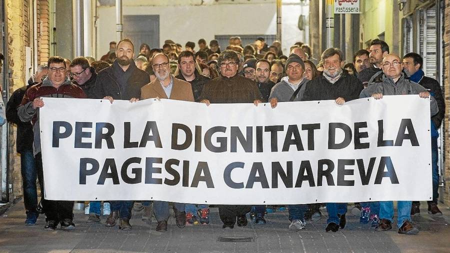 Última manifestació a Alcanar en defensa del sector citrícola, el dilluns 21. FOTO: Joan Revillas