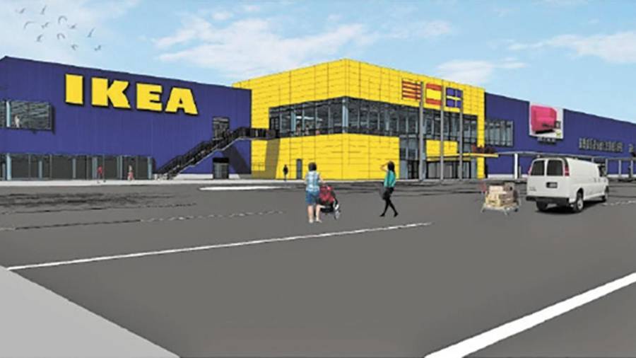 Imagen virtual del aspecto que, en teoría, debía ofrecer el edificio que estaba previsto construir en la ciudad de Tarragona. IKEA llegó a pagar 1,1 millones de euros para la tramitación de licencias y entrega de proyectos. FOTO: DT