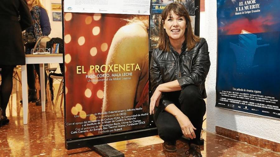 Mabel Lozano, antes de la proyección de ‘El Proxeneta’ en el Cinema Rambla d’Art. FOTO: Alba Mariné