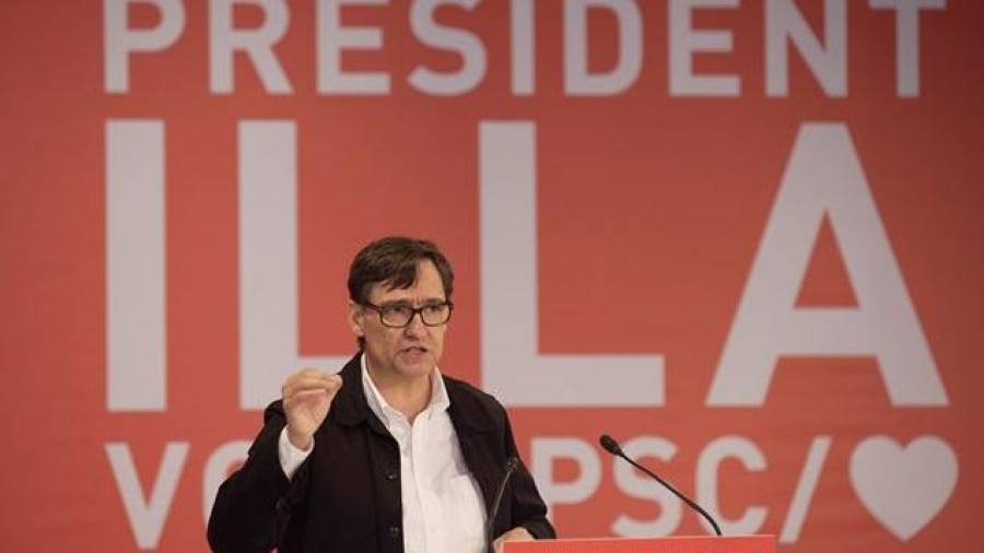 Salvador Illa durante el discurso que ha pronunciado este sábado en Tarragona. Foto: EFE
