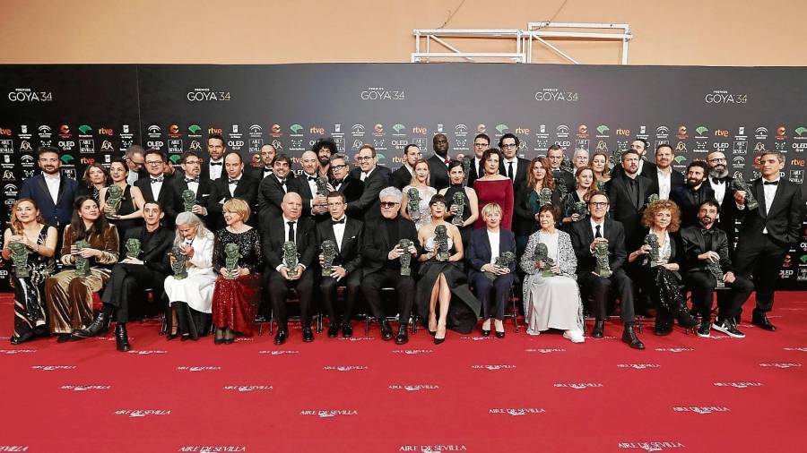 Imagen de los galardonados en la 34 edición de los Premios Goya que se celebraron el sábado pasado en Málaga. FOTO: EFE