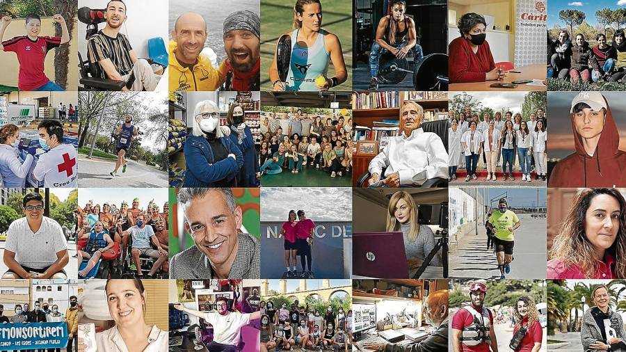 Combo con las imágenes de las candidaturas a la Bona Gent de Tarragona 2021. Son 22 individuales y ocho de entidades de diversa índole.