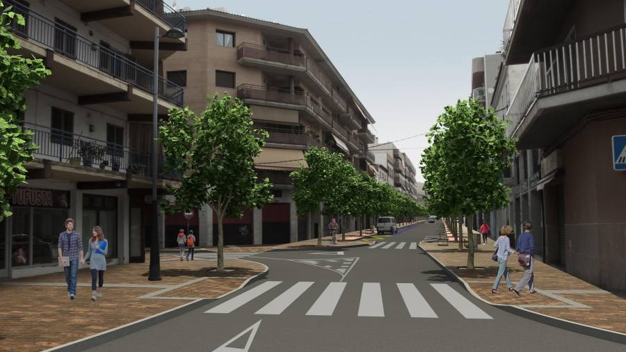Imatge virtual de com quedarà la remodelació del carrer de Torredembarra.