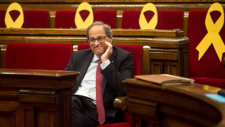 .- El presidente de la Generalitat, Quim Torra,durante la segunda jornada del Debate de Política General,