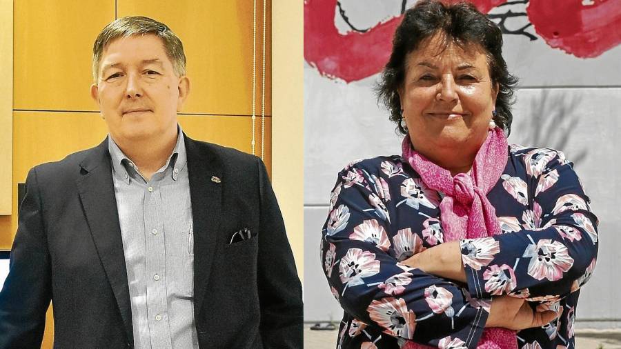 Los dos candidatos al puesto de rector de la URV, Josep Antón Ferré y María José Figueras