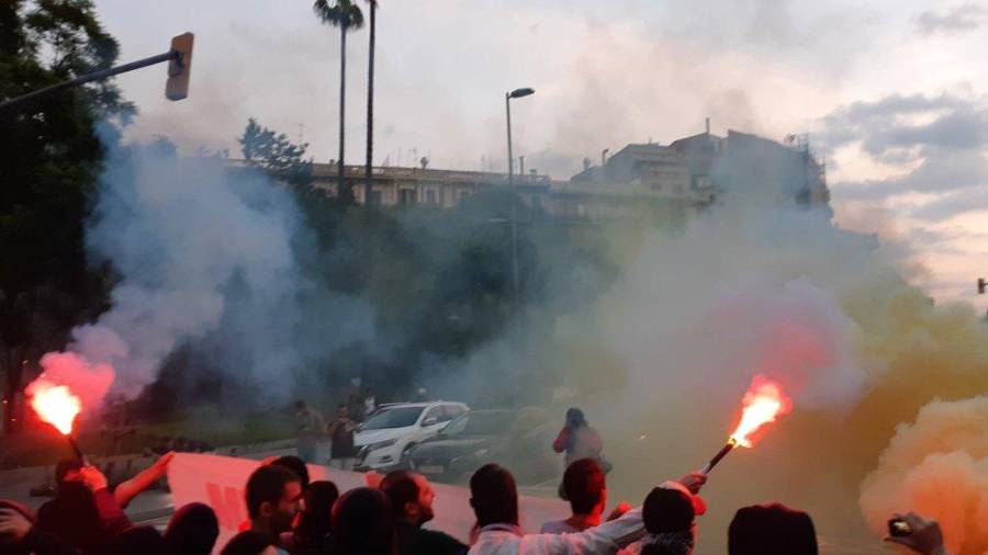 Imagen de las protestas independentistas en el centro de Barcelona