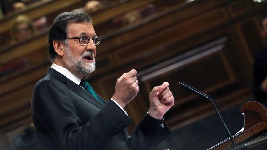Imagen de Rajoy durante su primera intervención en el debate. EFE