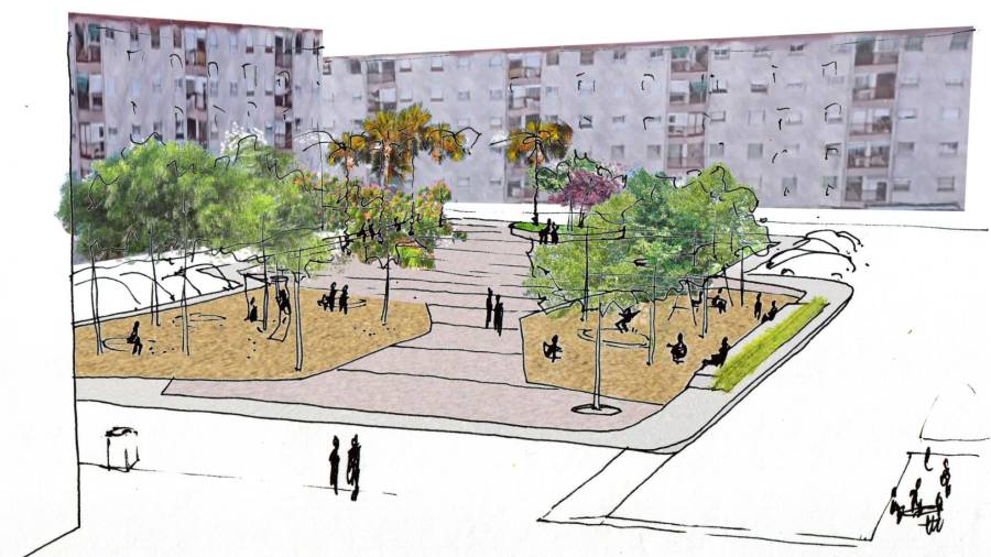 Imagen virtual de cómo quedará la Plaça Catalunya de Sant Pere i Sant Pau. FOTO: CEDIDA