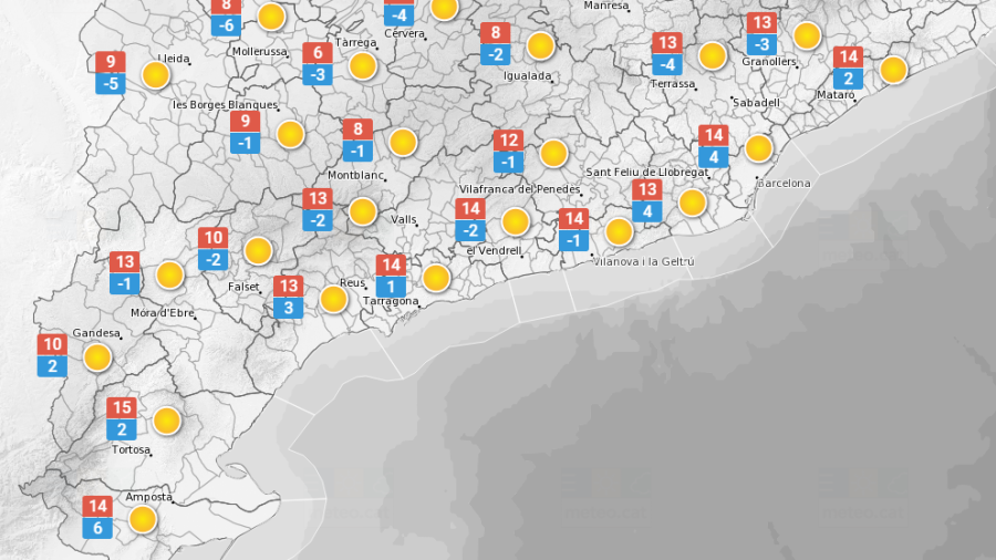 La predicció meteorològica d'aquest dissabte a Tarragona. FONT: Meteo.cat