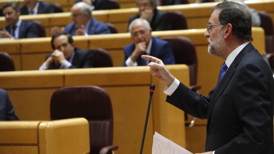 Mariano Rajoy en una intervención en el Senado.