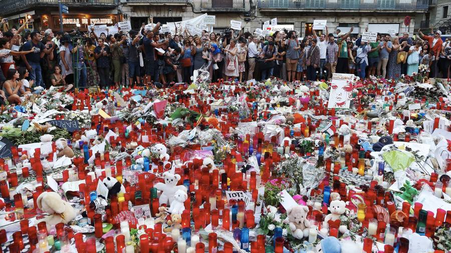 Imagen del homenaje a las víctimas de los atentados en Barcelona y Cambrils. Cedida
