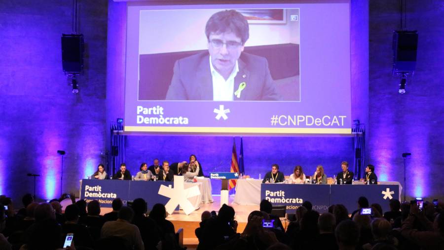 Carles Puigdemont en el último Consell Nacional del PDeCAT. FOTO. ACN