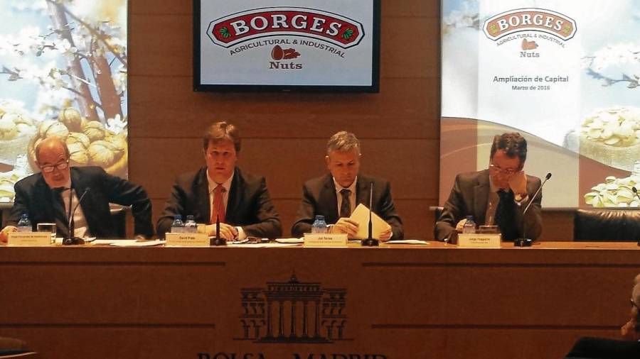Imagen de archivo de la presentación en la Bolsa de Madrid de la salida a Bolsa de Borges. FOTO: DT