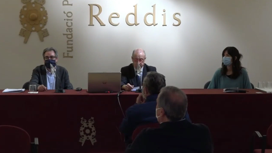 Un moment de la trobada virtual a la seu de la Fundació Privada Reddis de Reus, a principis de març. Foto: Fundació Privada Reddis de Reus.