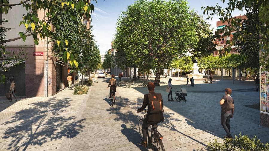 Imatge virtual de l’avantprojecte de reurbanització del carrer Ample, plaça del Víctor i plaça del Pintor Fortuny. La redacció del projecte executiu ha estat adjudicada al gabinet Batlle i Roig Arquitectura SLP. FOTO: AJUNTAMENT DE REUS