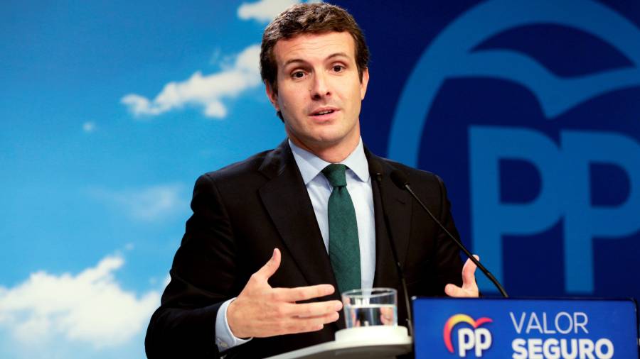 Pablo Casado, ayer en el comité ejecutivo nacional del PP. pérez/efe