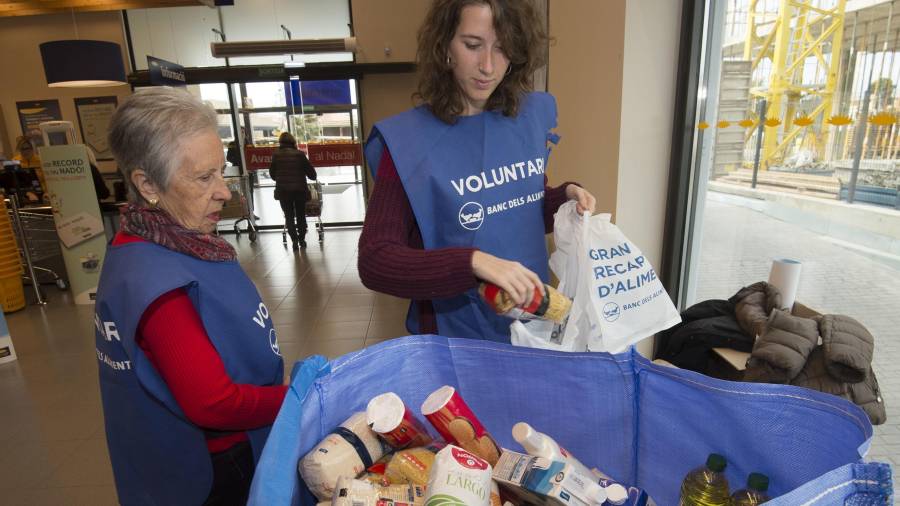 Voluntarios en el Gran Recapte durante la campaña del 2019. Foto: Joan Revillas/DT