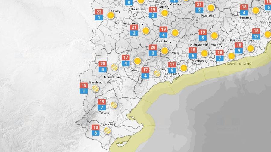 La predicció meteorològica d'aquest divendres a Tarragona. FONT: Meteo.cat