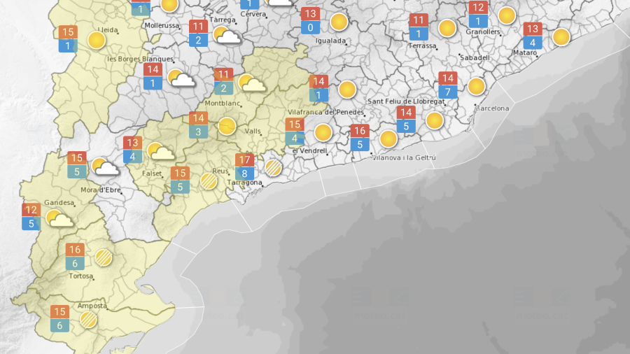 La previsió meteorològica d'aquest dilluns, 29 de novembre. Foto: Meteocat