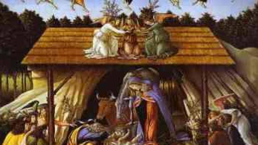 Detalle de La Natividad Mística de Botticelli.