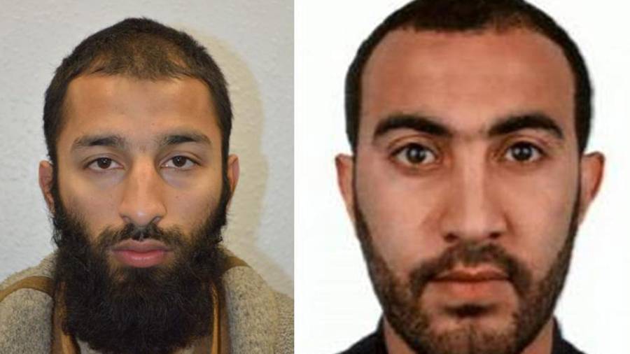 Fotografía facilitada hoy 5 de junio de 2017 por la Policía Metropolitana londinense que muestra a dos de los tres terroristas que perpetraron un ataque en Londres. Foto: EFE