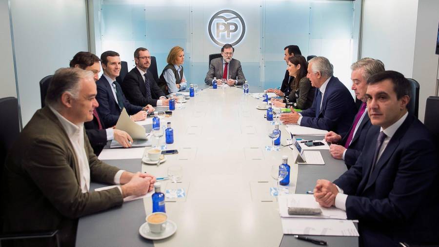 Rajoy preside la reunión de la cúpula del PP. EFE