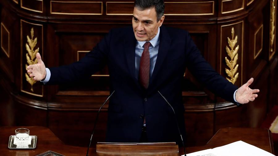 Pedro Sánchez durante su intervención en la moción de censura. Foto: EFE