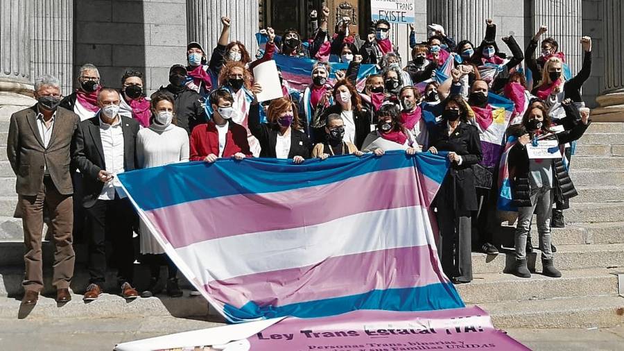 Reivindicación del colectivo trans frente a las puertas del Congreso, en una imagen de archivo.  foto: aCN