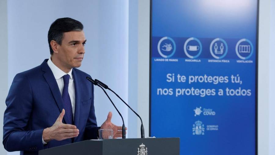Imagen de Pedro Sánchez durante su comparecencia tras el Consejo de Ministros. EFE