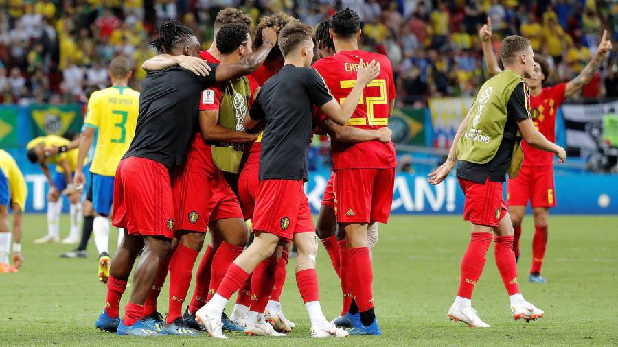 Bélgica celebra el triunfo ante Brasil. Foto: EFE