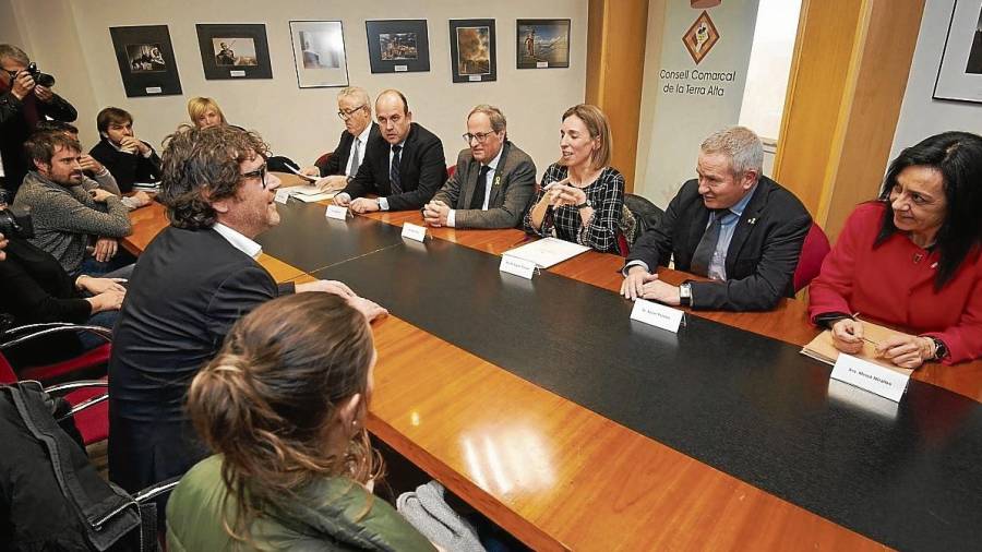 La reunió de la DO Terra Alta i entitats amb el president Torra fou al Consell Comarcal. FOTO: Joan Revillas