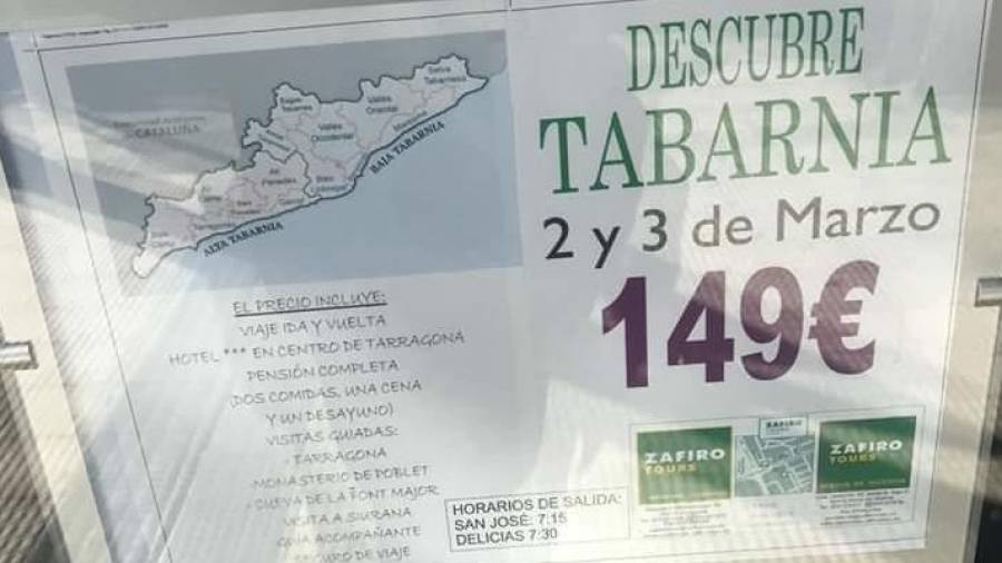 Imagen del cartel que anunciaba la salida «Descubre Tabarnia» programada para los días 2 y 3 de marzo. FOTO: cedida