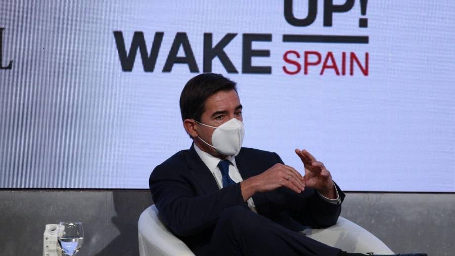El presidente del BBVA, Carlos Torres, ayer en el foro económico «Wake Up Spain» en la Casa de América en Madrid. FOTO: EFE