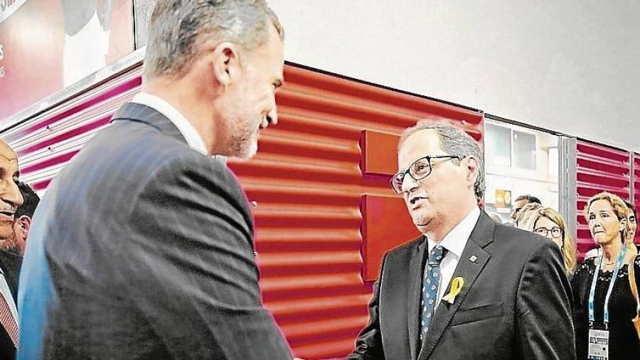 Imagen del pasado 22 de junio del encuentro que mantuvieron el Rey Felipe VI y el President de la Generalitat, Quim Torra. FOTO: jordi bedmar