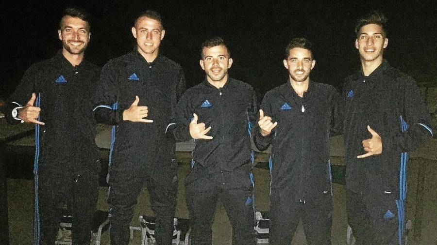 Llorenç Gómez y otros cinco futbolistas de la plantilla disputan la Eurowinners con el Batumi. Foto: Cedida